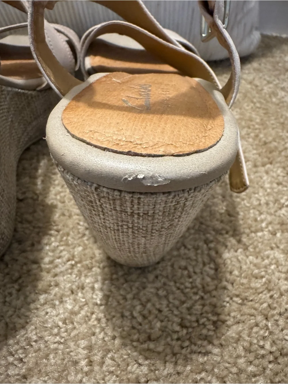 Clarks Taupe Wedge Sandals with Textured Platform